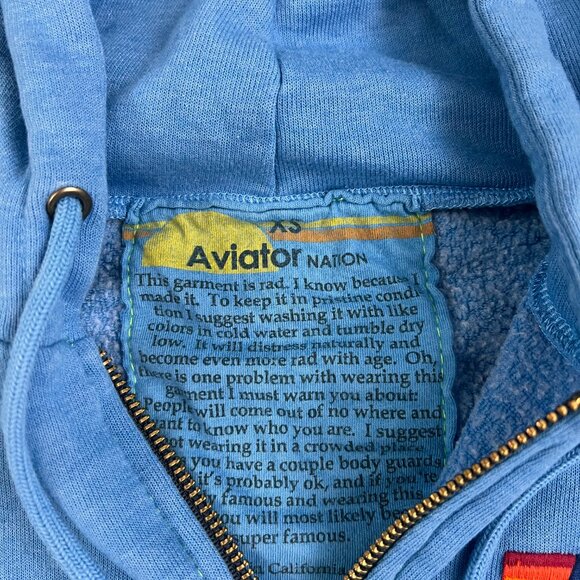 EUC Aviator Nation Rainbow Rib Zip Hoodie Light Blue Sz XS - Picture 7 of 12